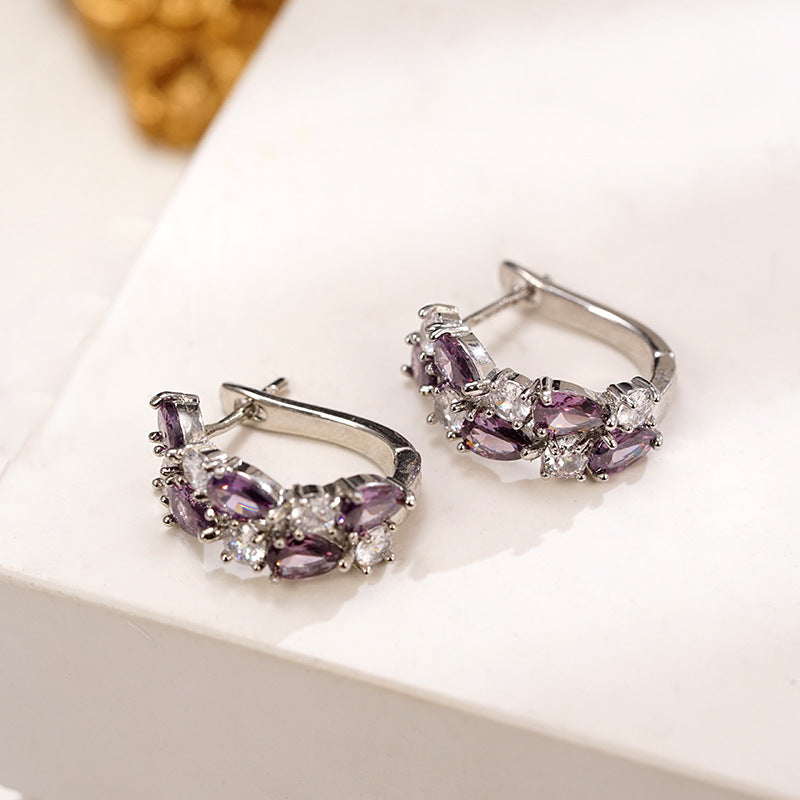 Wholesale Color zircon earrings handmade copper earrings