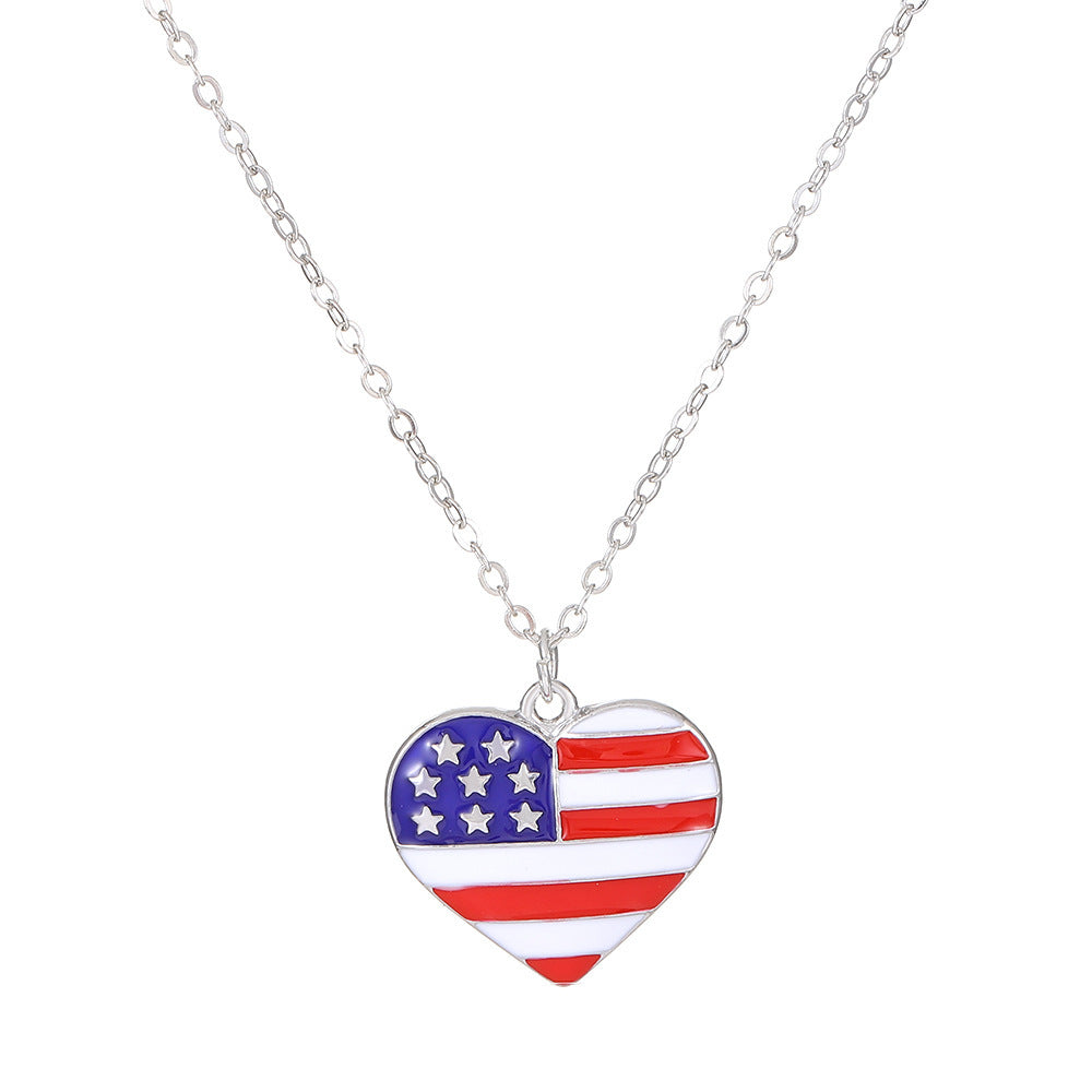 Wholesale  US Independence Day Flag Pendant Necklace