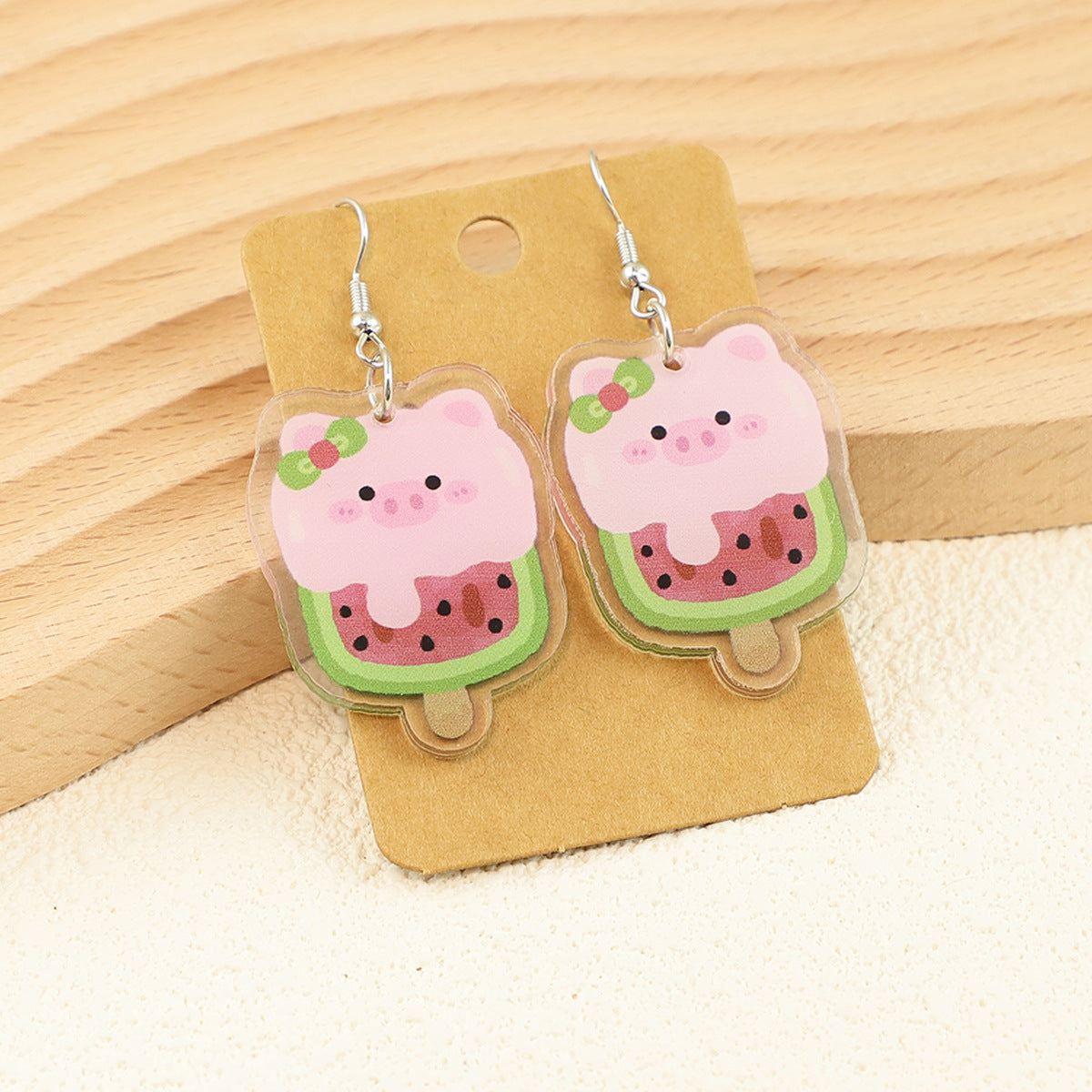 Wholesale Fruit watermelon cup piggy ice cream female acrylic earrings