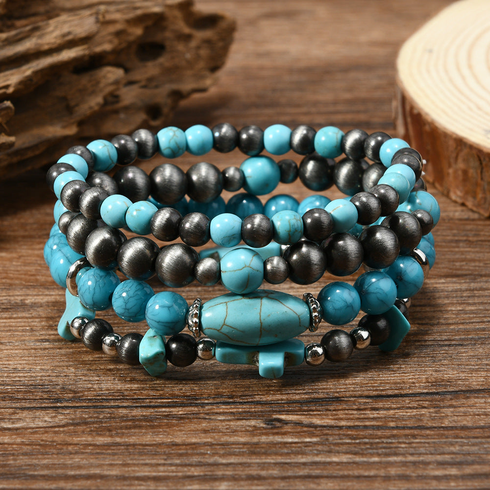 Wholesale Turquoise and Wood Bead Stacking Bracelet – Fashion Accessory Gift for Women