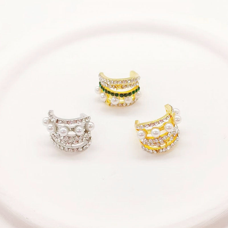 Wholesale Multi-layered Multi-circle Zircon Pearl Ear Cuff Earrings Pearl Earrings ACC-ES-YunJin001