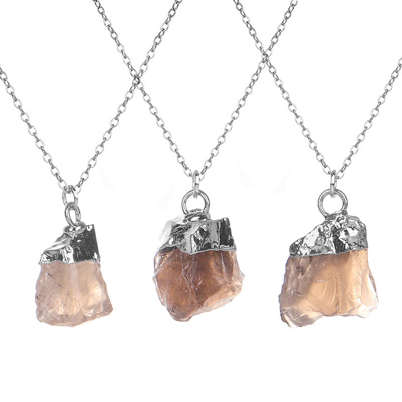 Wholesale Colored Natural Stone Irregular Birthstone Crystal Alloy Necklace ACC-NE-ZhuangZ005