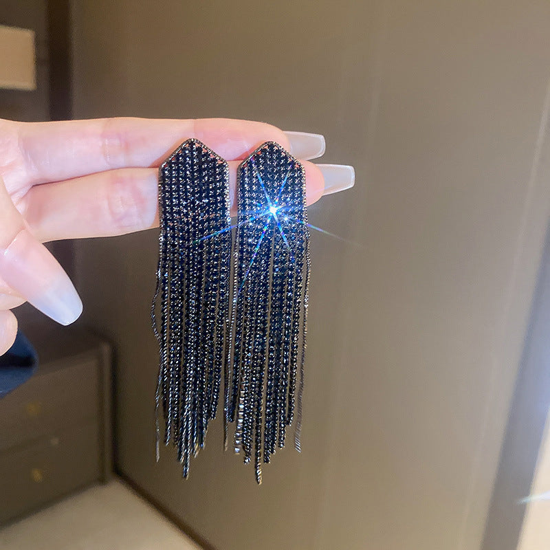 Wholesale Diamond Zircon Five-pointed Star Long Tassel Earrings ACC-ES-KJ010