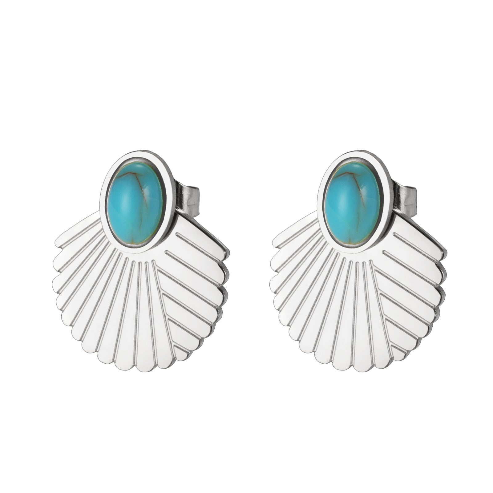 Wholesale Geometric Stainless Steel Turquoise Earrings for Women - Elegant Fashion Accessory Gift