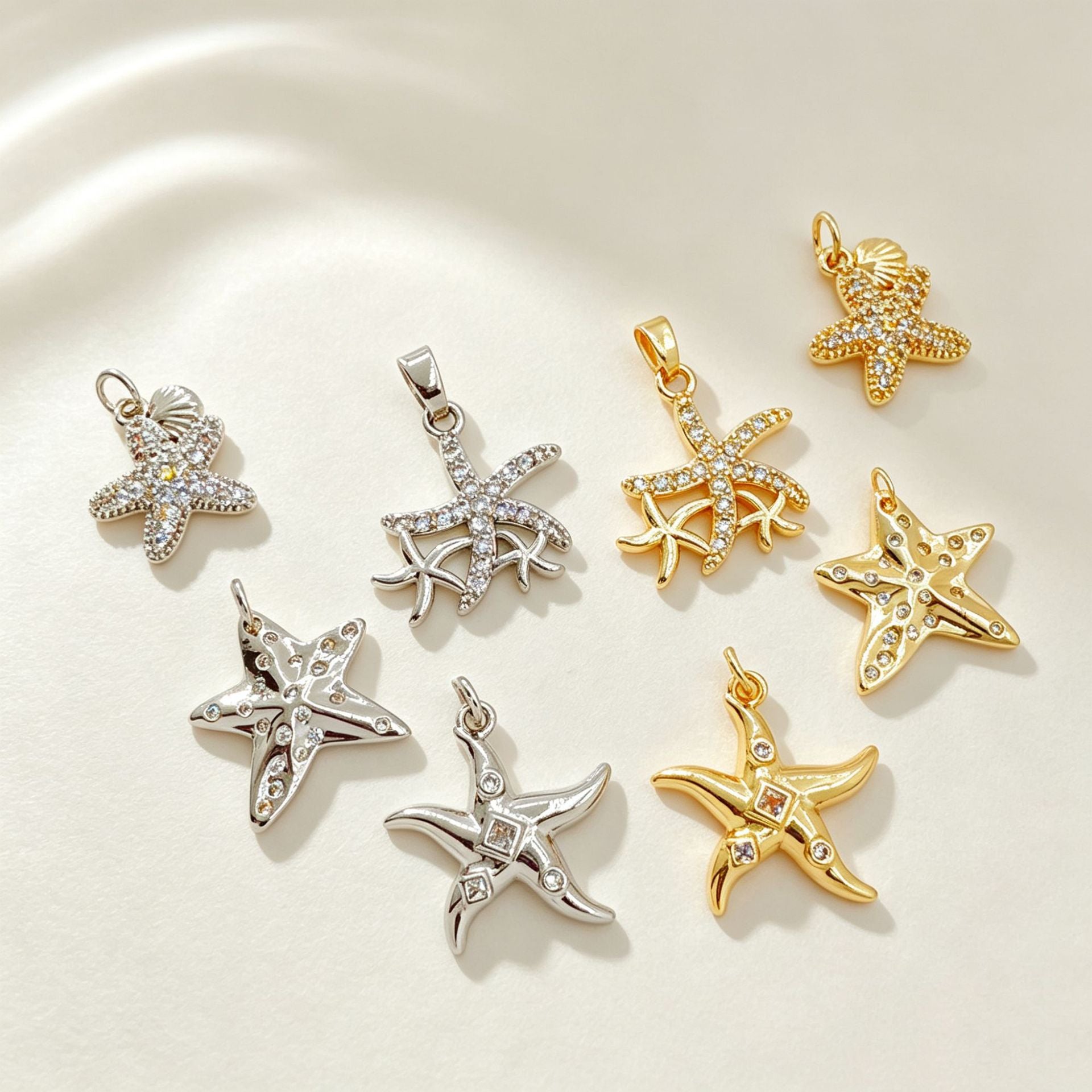 Wholesale Gold Plated Copper Starfish Zircon Necklace Trendy Fashion Accessory