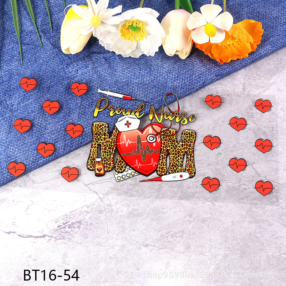 Wholesale Cartoon pencil medical UV transfer stickers crystal stickers tear film leave word crystal stickers 16oz glass stickers