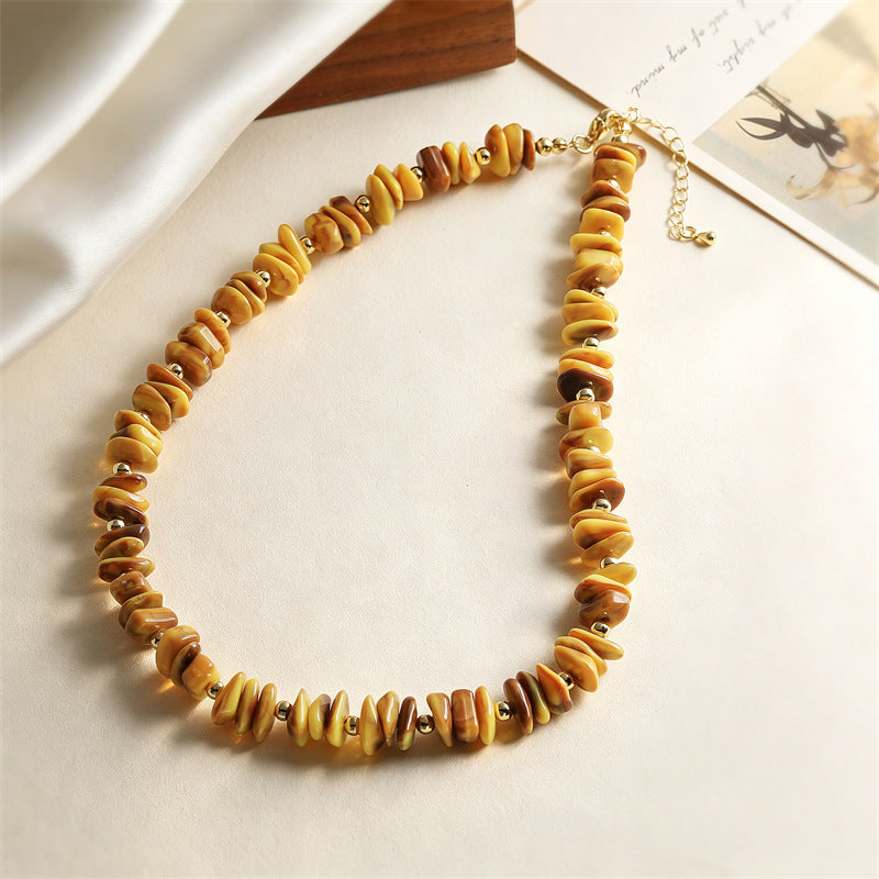 Wholesale Chic Handwoven Acrylic Bead Collarbone Necklace For Women Fashion Accessory Boutique Gift