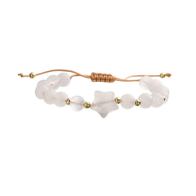 Wholesale Handmade Tiger Eye Pink Crystal Beaded Bracelet With Minimalist Star Charm Unisex Casual Fashion Accessory