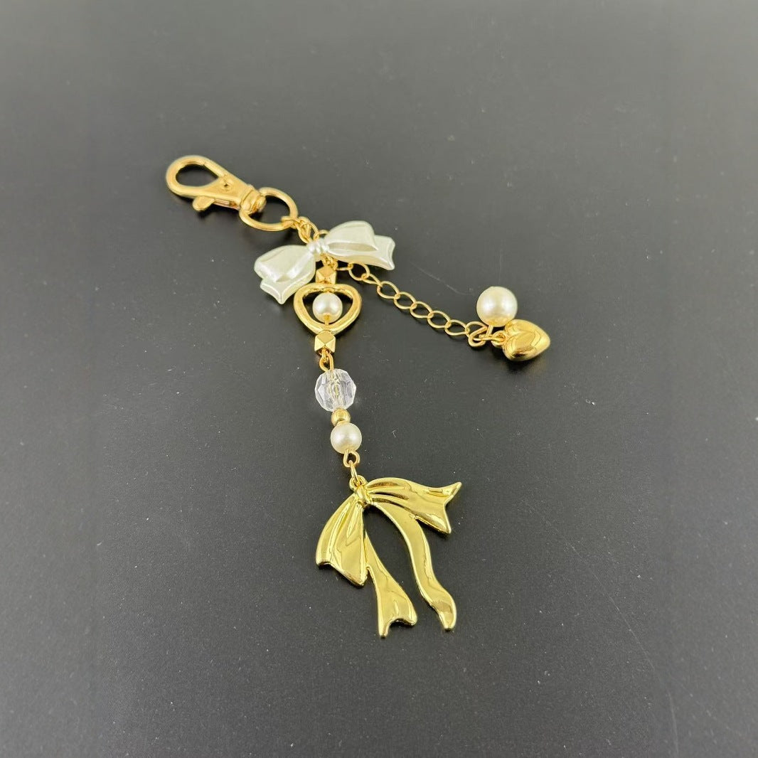 Wholesale Gold bow heart pendant keychain
