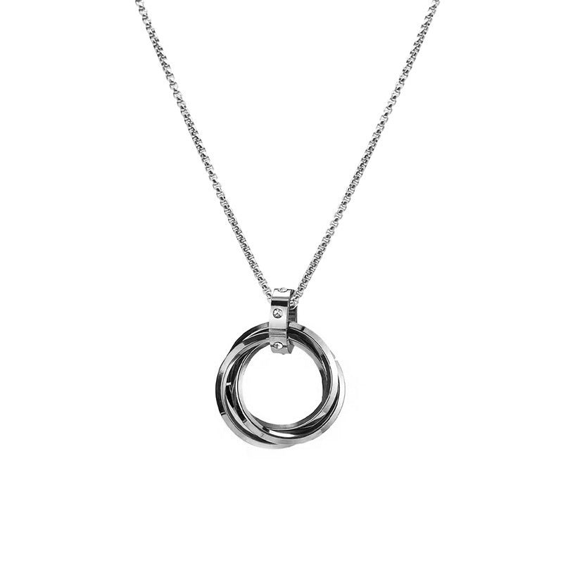 Wholesale Geometric Three Ring Blue Men S Necklace Stylish Hip Hop Fashion Accessory Gift Boutique Resale