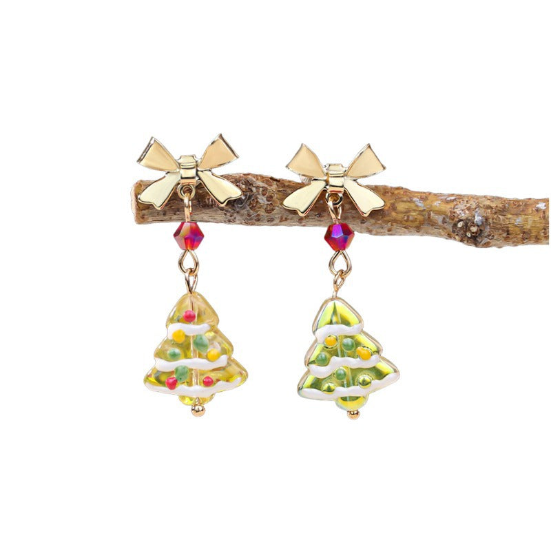 Wholesale Christmas  Tree Bow Drop Earrings