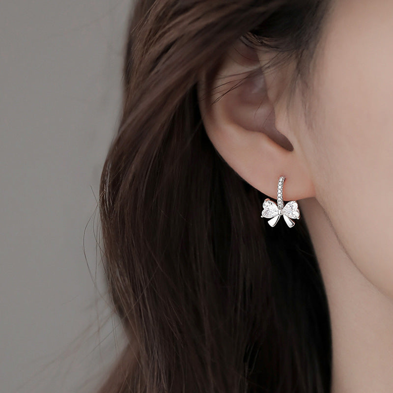 Wholesale S925 sterling silver bow stud earrings