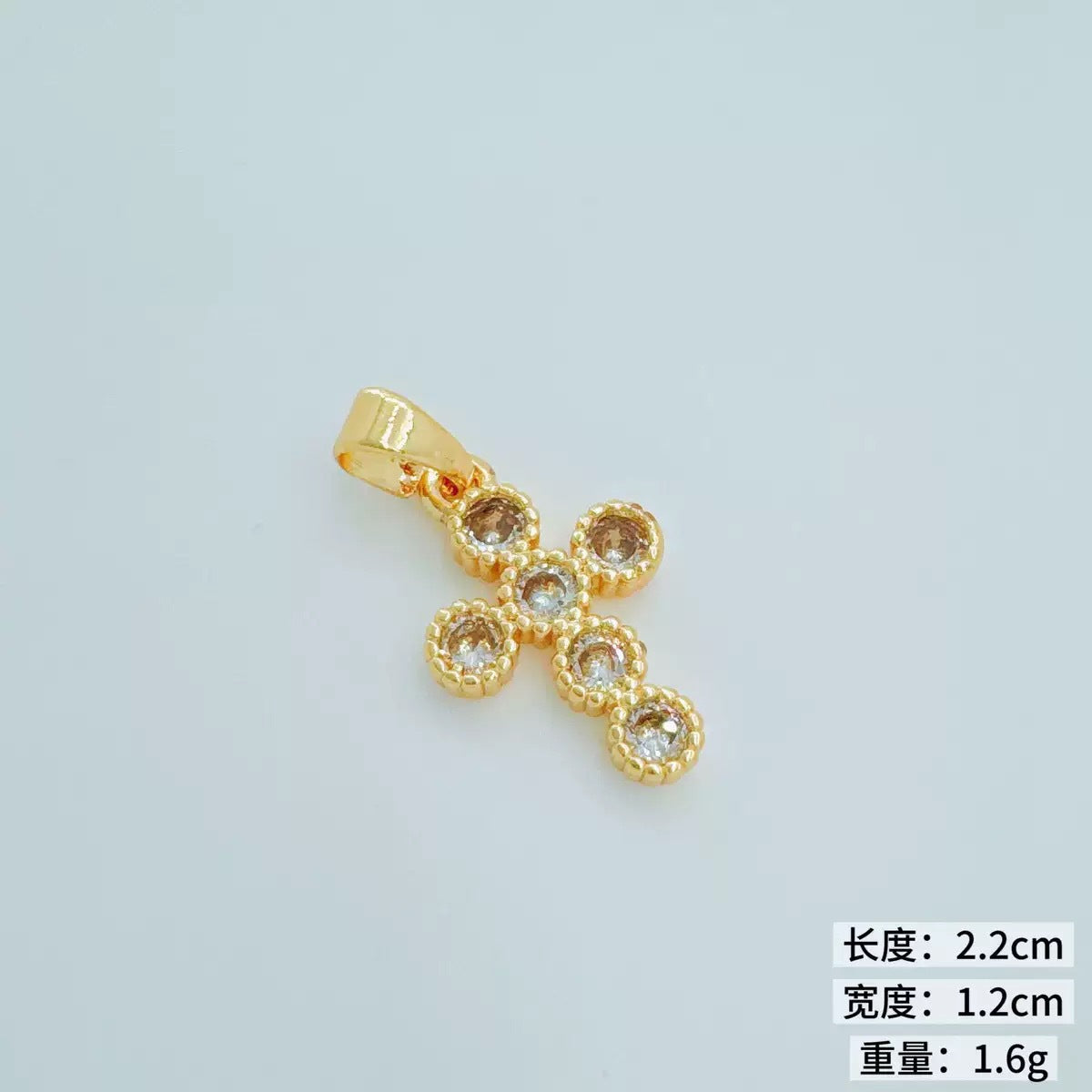 Wholesale Trendy Gold-Plated Micro-Inlaid Zircon Cross Pendant Necklace,  Fashion Accessory for Resale