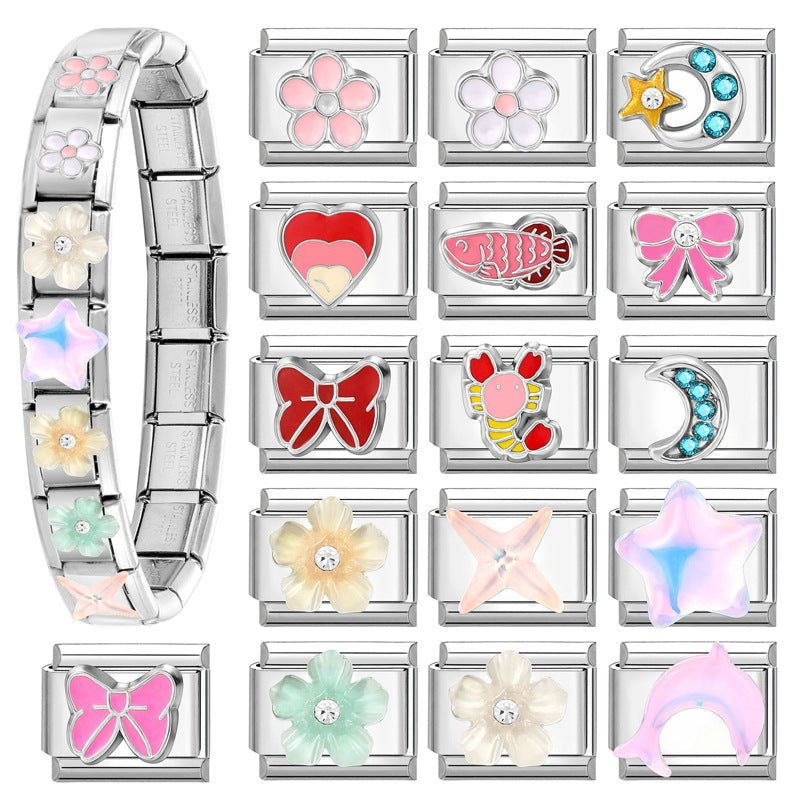 Wholesale Italian Charm Bracelet 9mm DIY Splicing Cute Creative Stainless Steel Composable Bracelet