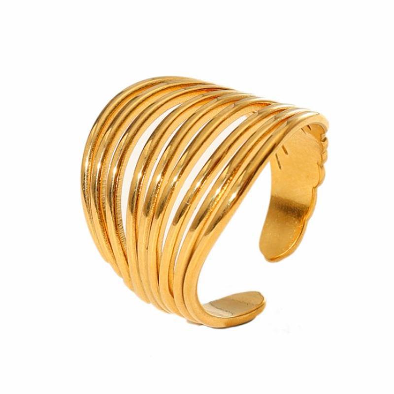 Wholesale Leaf Geometric Stainless Steel Rings 18k Gold Plated Rings ACC-RS-MuC013