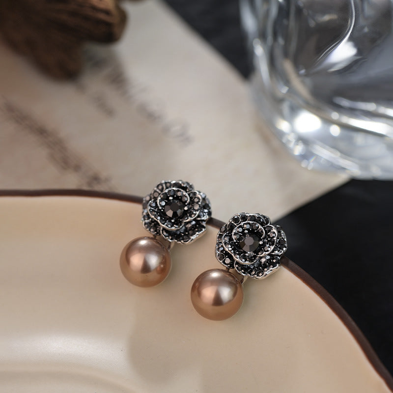 Wholesale Light Luxury Diamond Flower Earrings ACC-ES-RuLong012