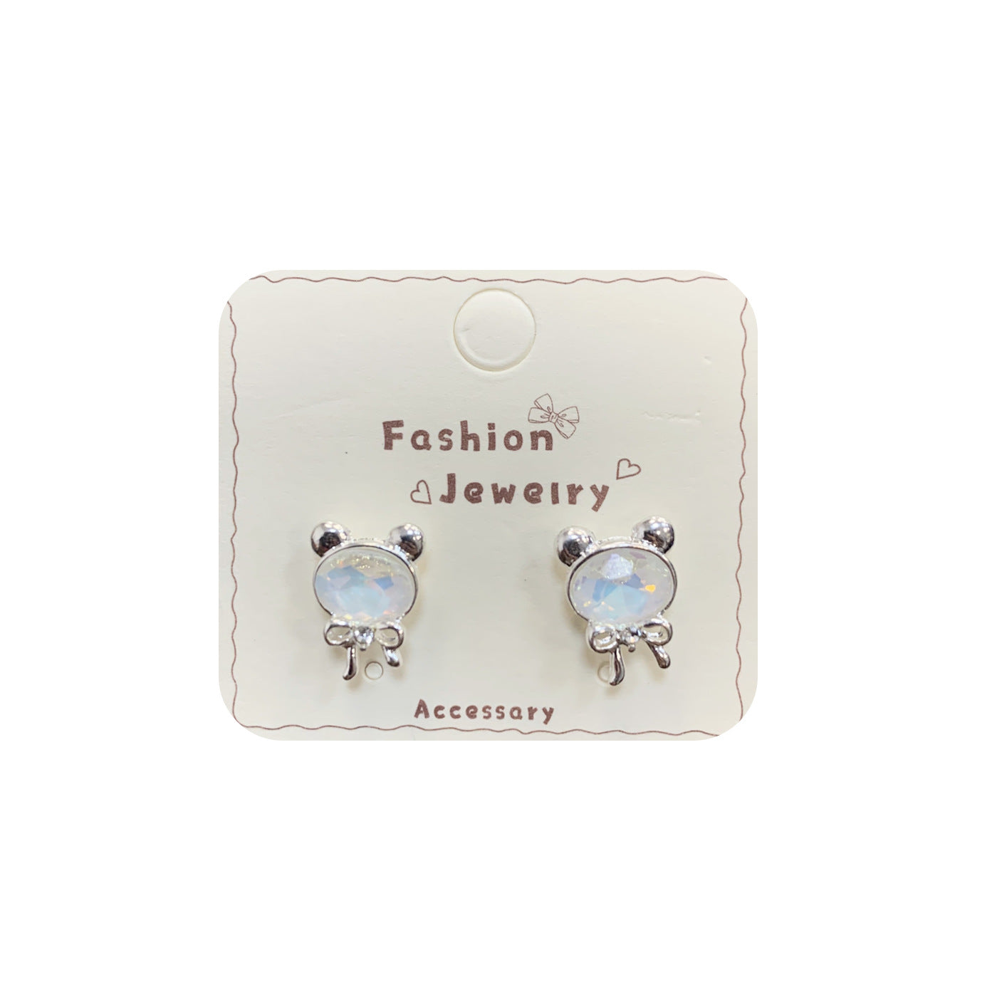 Wholesale Bear Bow Colorful Star Earrings Silver Needle Versatile Earrings