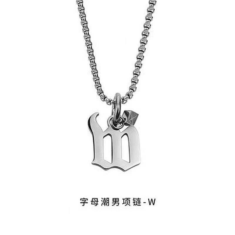 Wholesale Men's 26 Alphabet Titanium Steel Necklace