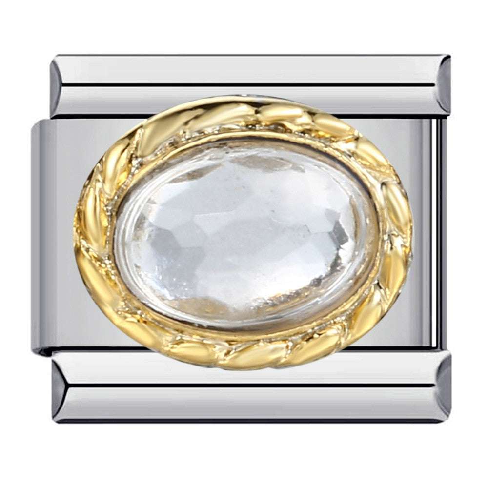 Wholesale  Italian Charm Bracelet 9mm DIY Oval Micro-Inlaid Colored Stone Creative Stainless Steel Composable Bracelet