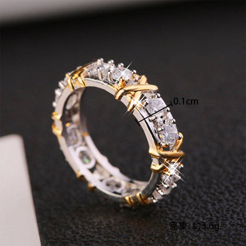 Wholesale Sparkling Zircon Cross Ring Vintage Ring ACC-RS-YunJin001