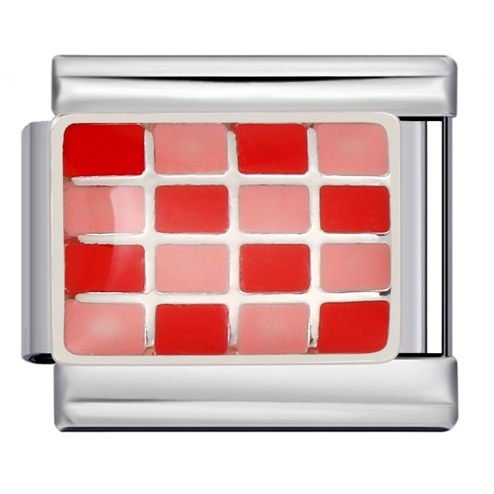 Wholesale Italian Charm Bracelet 9mm DIY colorful checkerboard Creative Stainless Steel Composable Bracelet