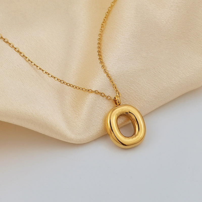 Wholesale 26 Letters 18K Gold Plated Polished Letter Necklaces ACC-NE-GuDi014