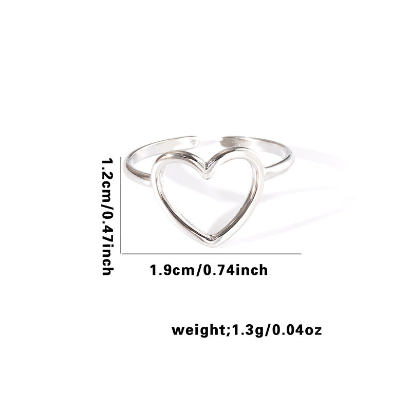 Wholesale Gold Plated Titanium Steel Heart Cut Out Ring Fashion Jewelry Accessory for Everyday Wear