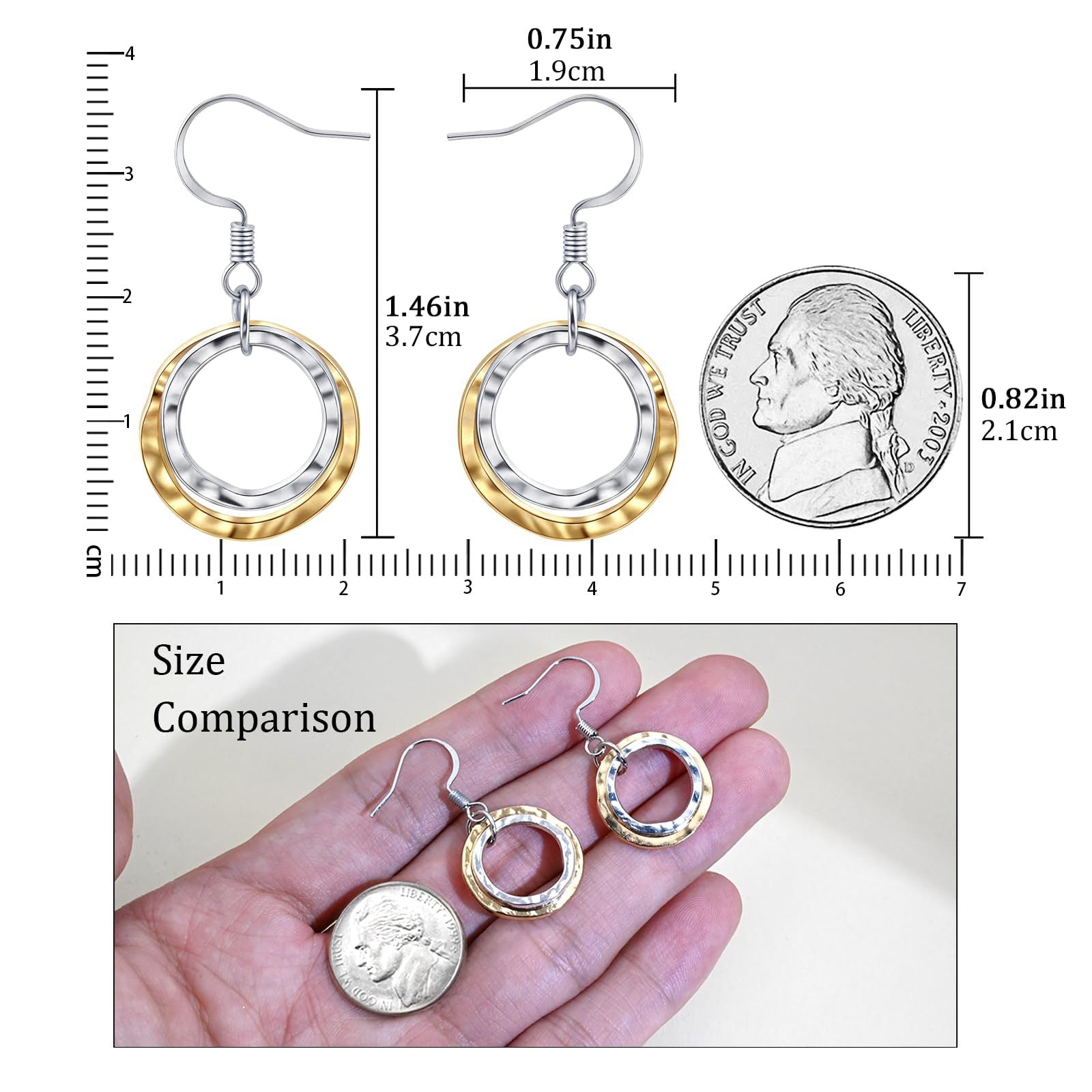 Wholesale Copper Plated Two-Tone Geometric Earrings for Women Chic Jewelry Accessory