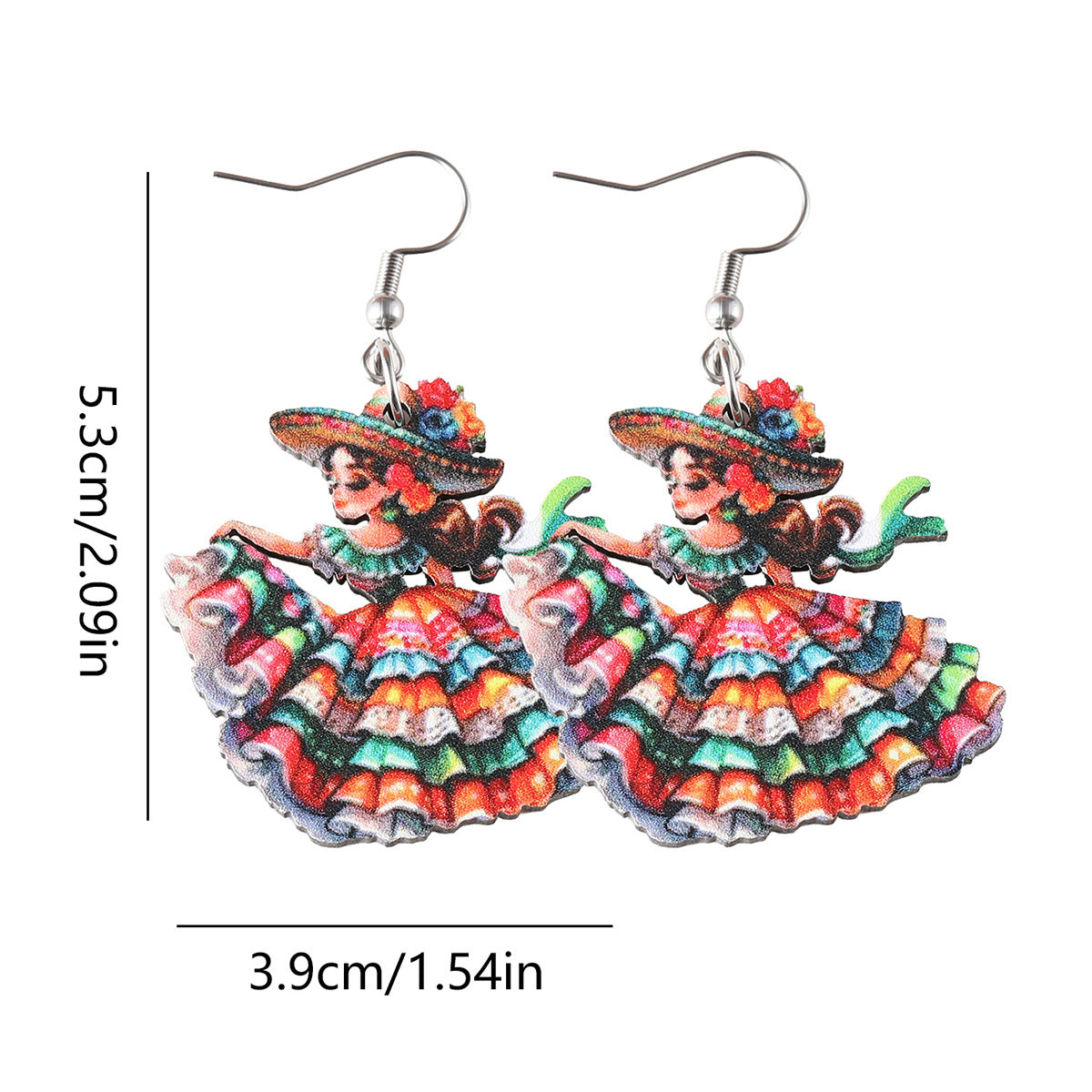 Wholesale Mexico Fifth Dead Festival Straw Hat Guitar Dancer Pendant Earrings