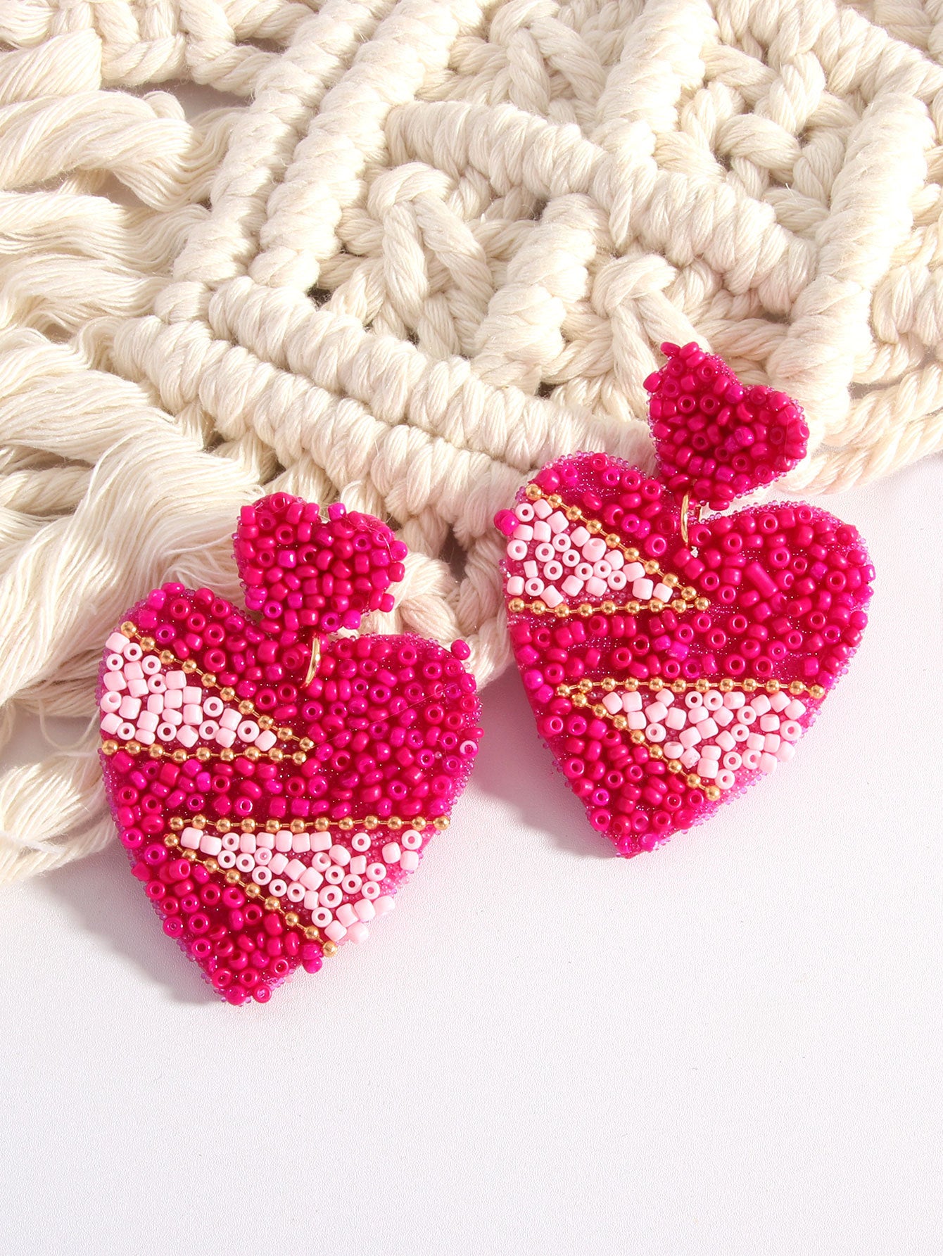 Wholesale Bohemian Love Rice Bead Ethnic Style Handmade Heart-shaped  Earrings