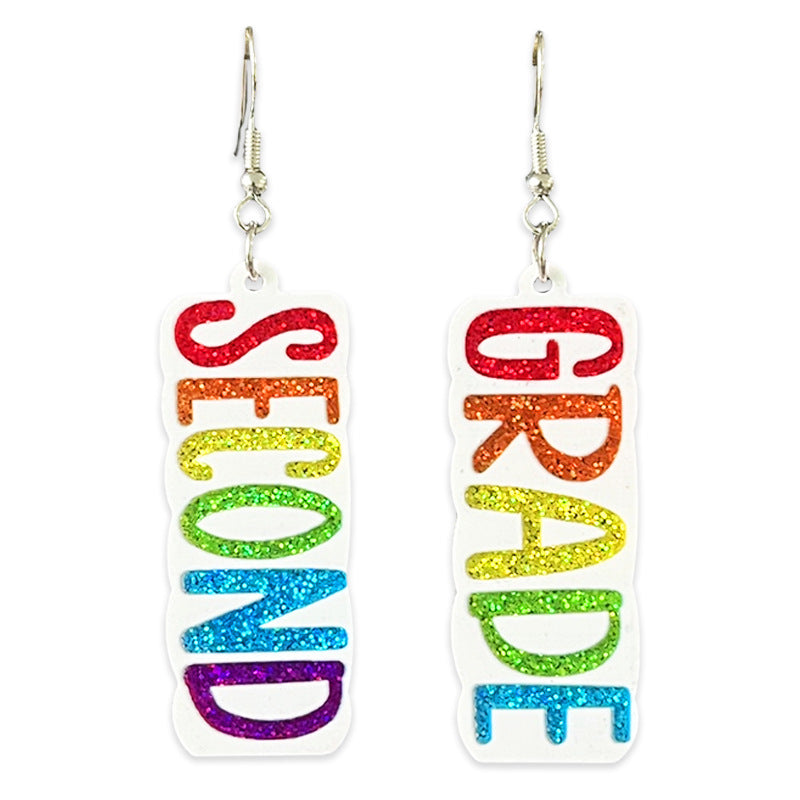 Wholesale Shiny colored earrings with words