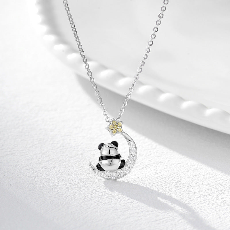 Wholesale  Panda Zircon Necklace S925 Sterling Silver  Fashion Personality Clavicle Chain