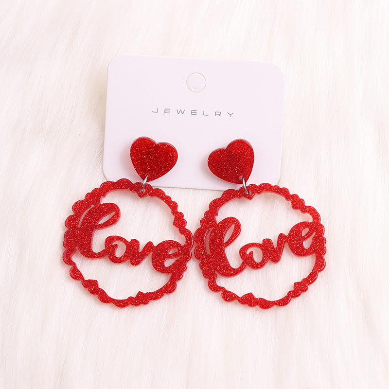 Wholesale Valentine's Day Heart Red Lips Rose Flowers Acrylic Earrings