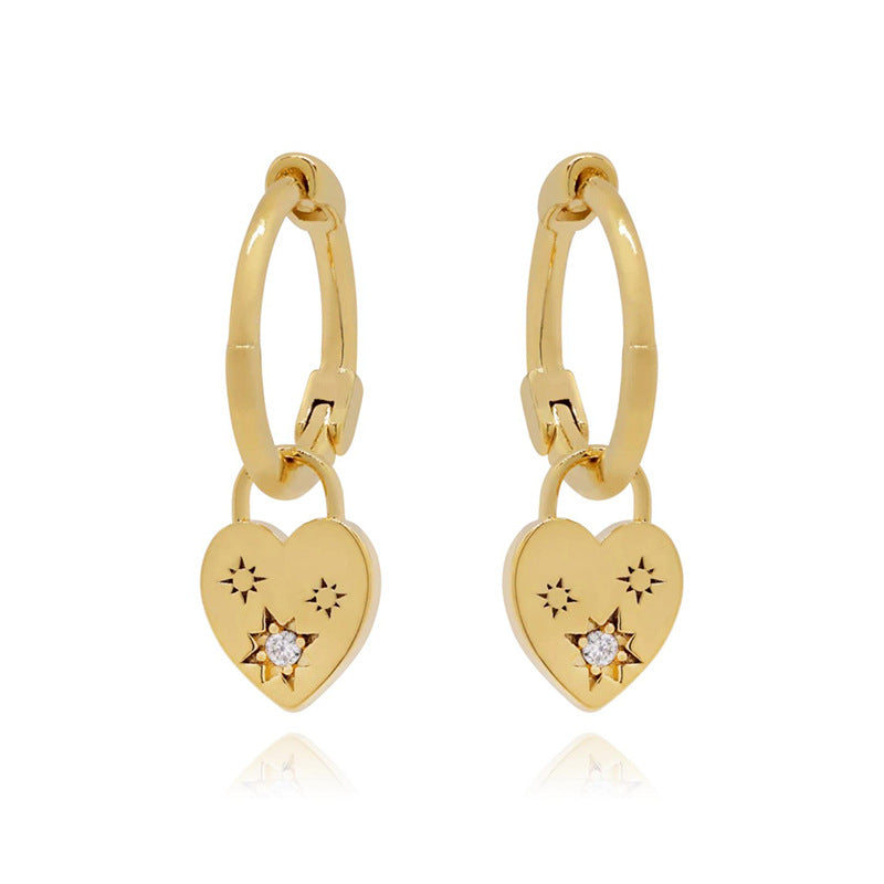 Wholesale European Style Zircon Flower Heart Earrings Set