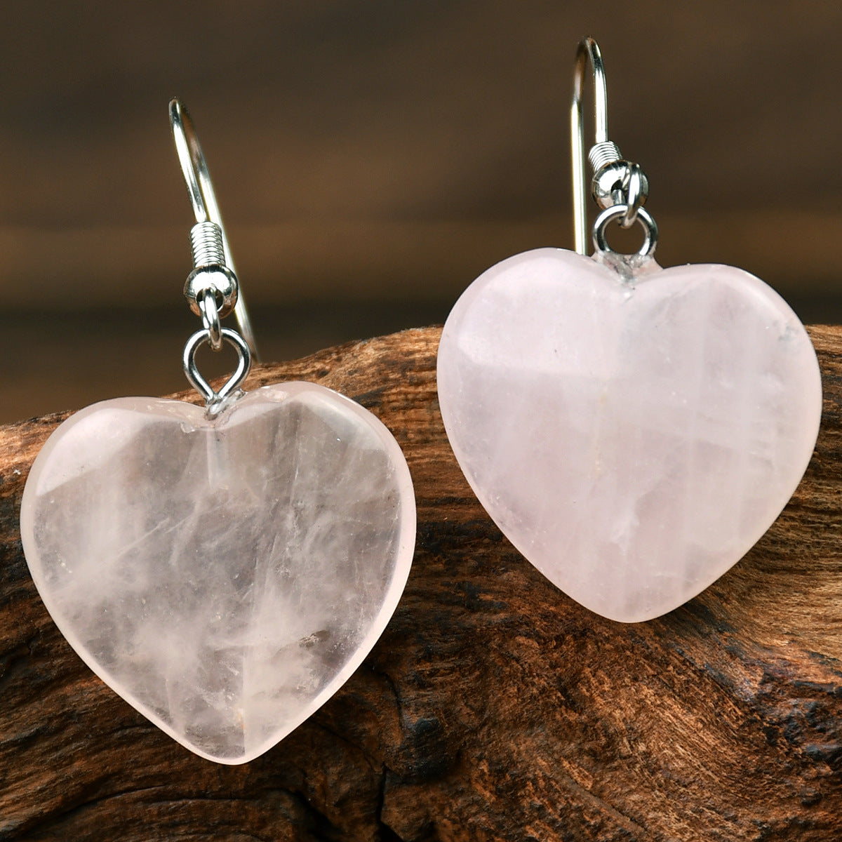 Wholesale Valentine' s Day Natural Stone Heart Pendant Earrings