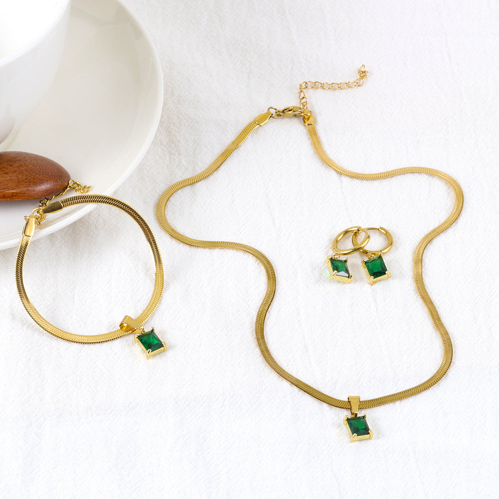 Wholesale Crystal Zircon Cube Diamond Necklace Bracelet Earrings Set ACC-NE-FeiLing011