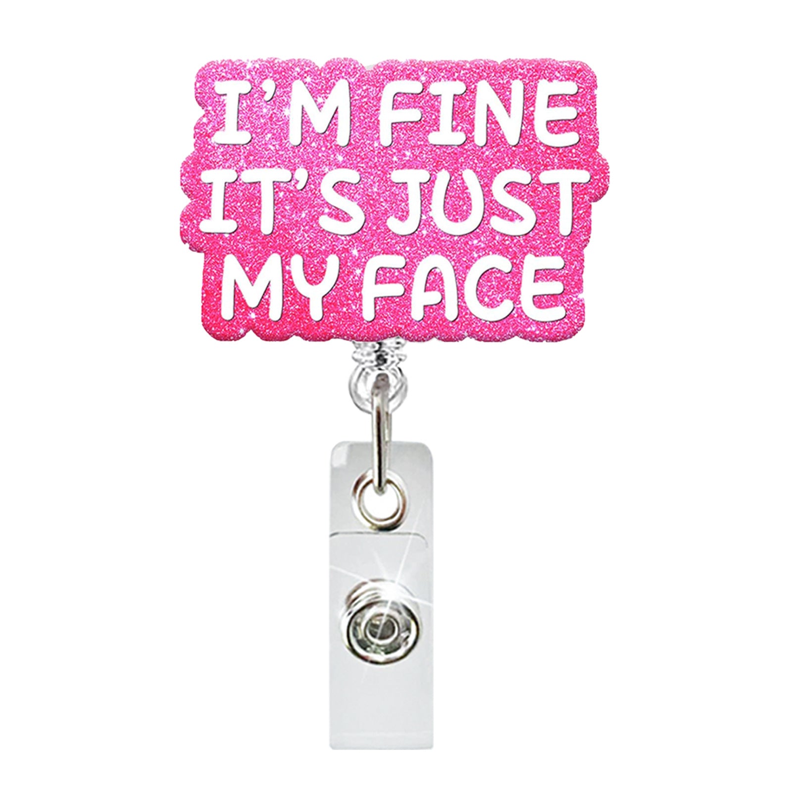 Wholesale Acrylic Glitter Letters Retractable Rotating Badge Keychain ACC-KC-QiDing011