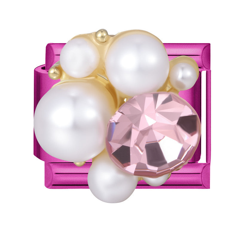 Wholesale DIY Bracelet Accessory Set Pink Crystal Flower Heart Pearl for Jewelry Making Craft Supply