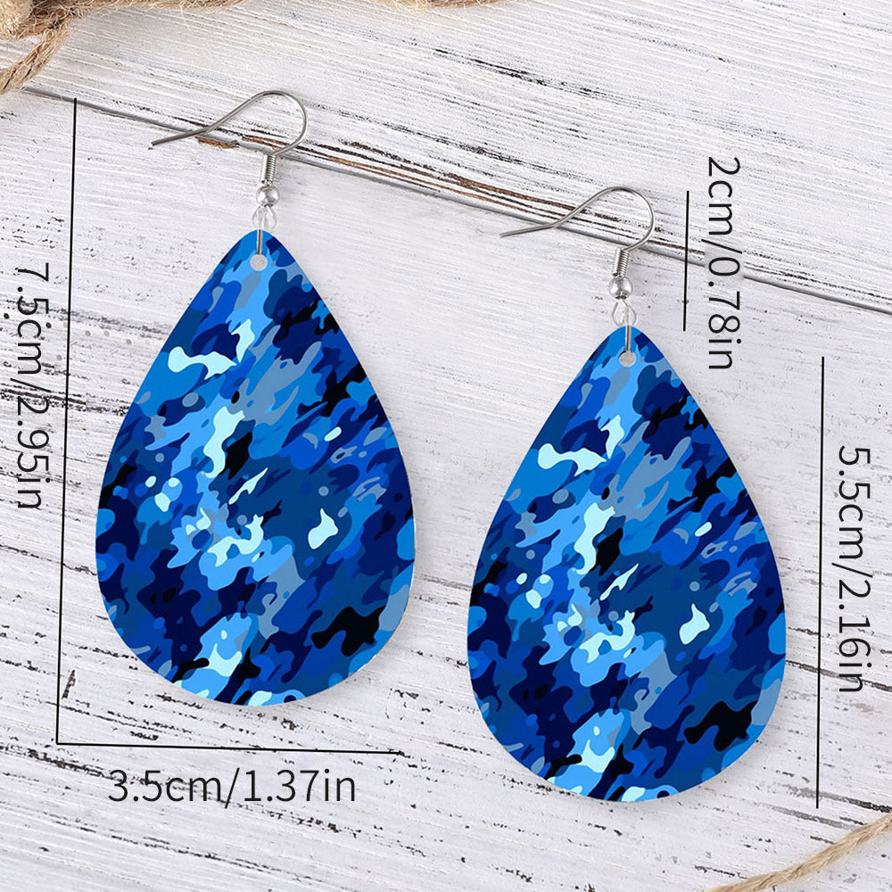 Wholesale Green camouflage water drop earrings