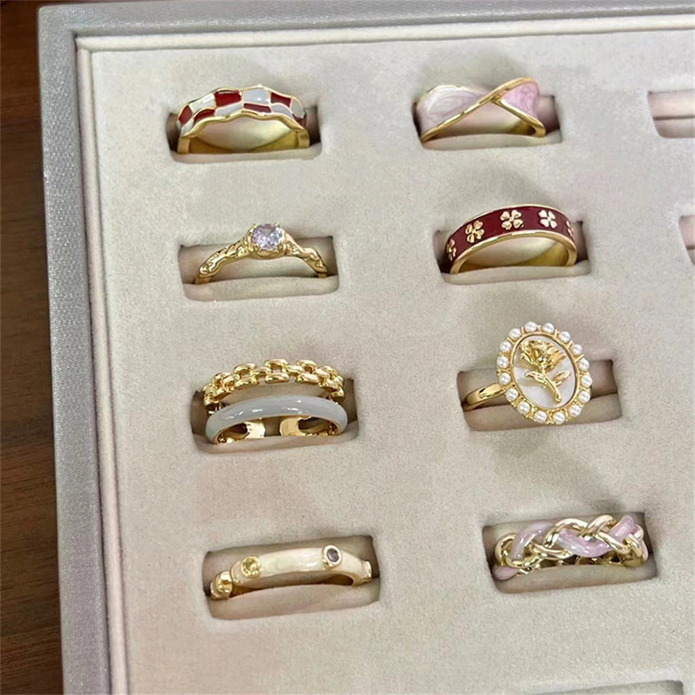 Wholesale Colorful Mother-of-pearl Enamel Butterfly Ring Open Ring Hand Jewelry ACC-RS-Yues011