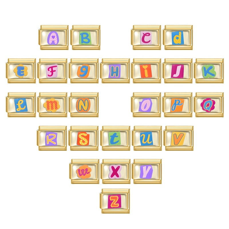 Wholesale 9mm Italian Charm Starter Bracelets DIY Letter Series Stainless Steel Composable Bracelet