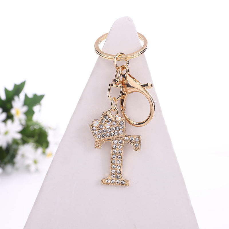 Wholesale Zinc Alloy Rhinestone Letter Keychain ACC-KC-YuanFei003