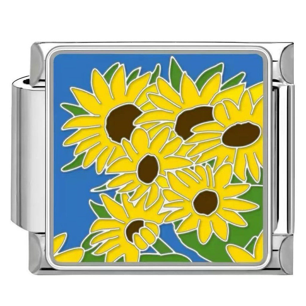 Wholesale DIY modular bracelet with floral pattern,  original design,  Italian Charms Bracelet