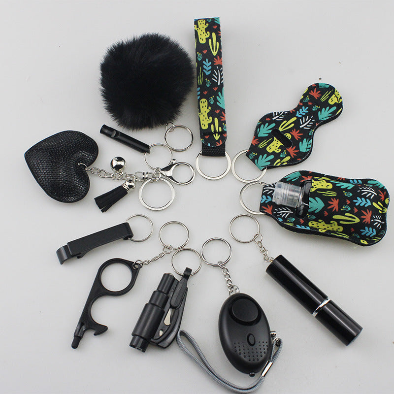 Wholesale Rhinestone Love Lipstick Set Bottle Opener Hair Ball Whistle Keychain Set ACC-KC-TMS003