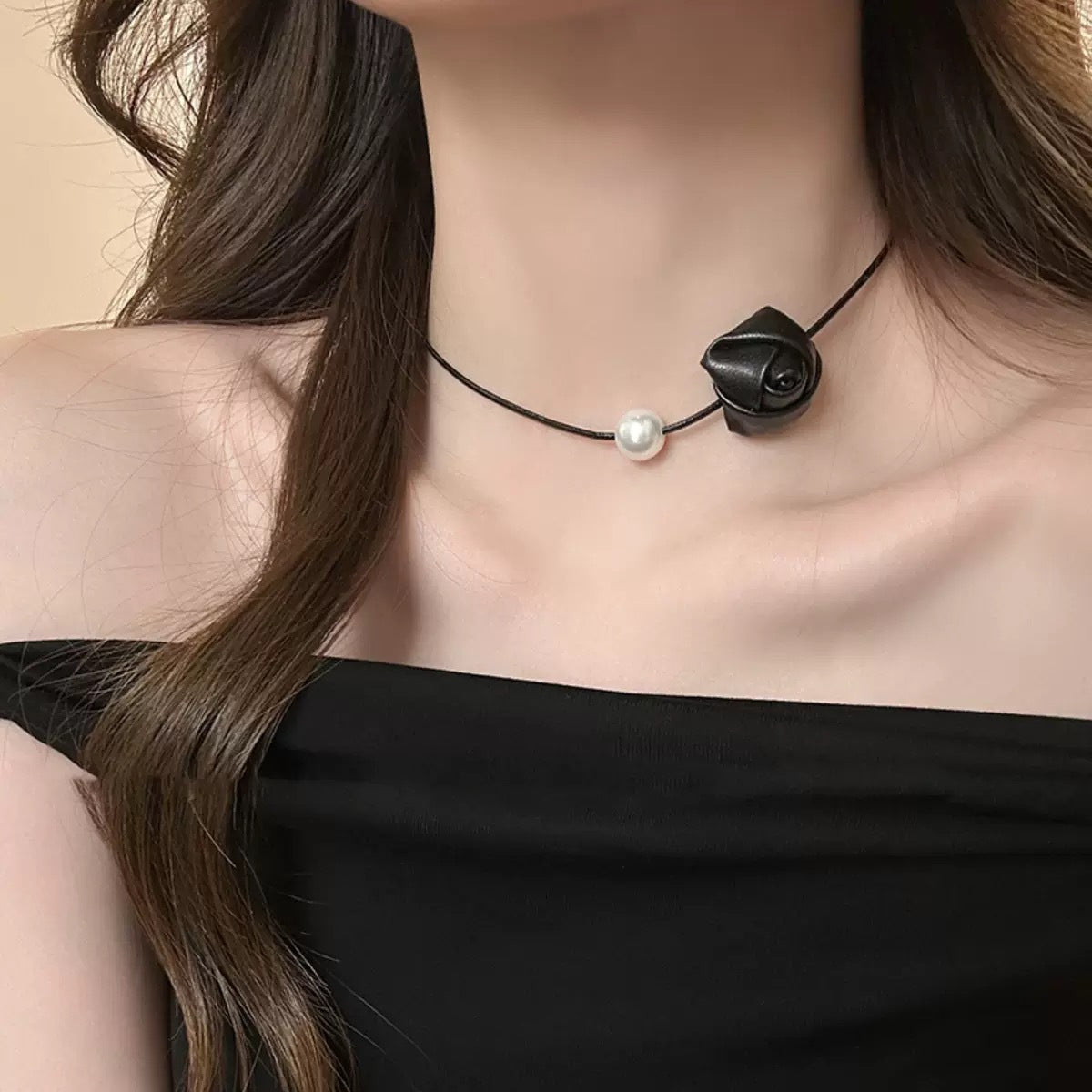 Wholesale Handmade Fabric Flower Choker Necklace With Wax Rope Trendy Jewelry Accessory For Women Gift