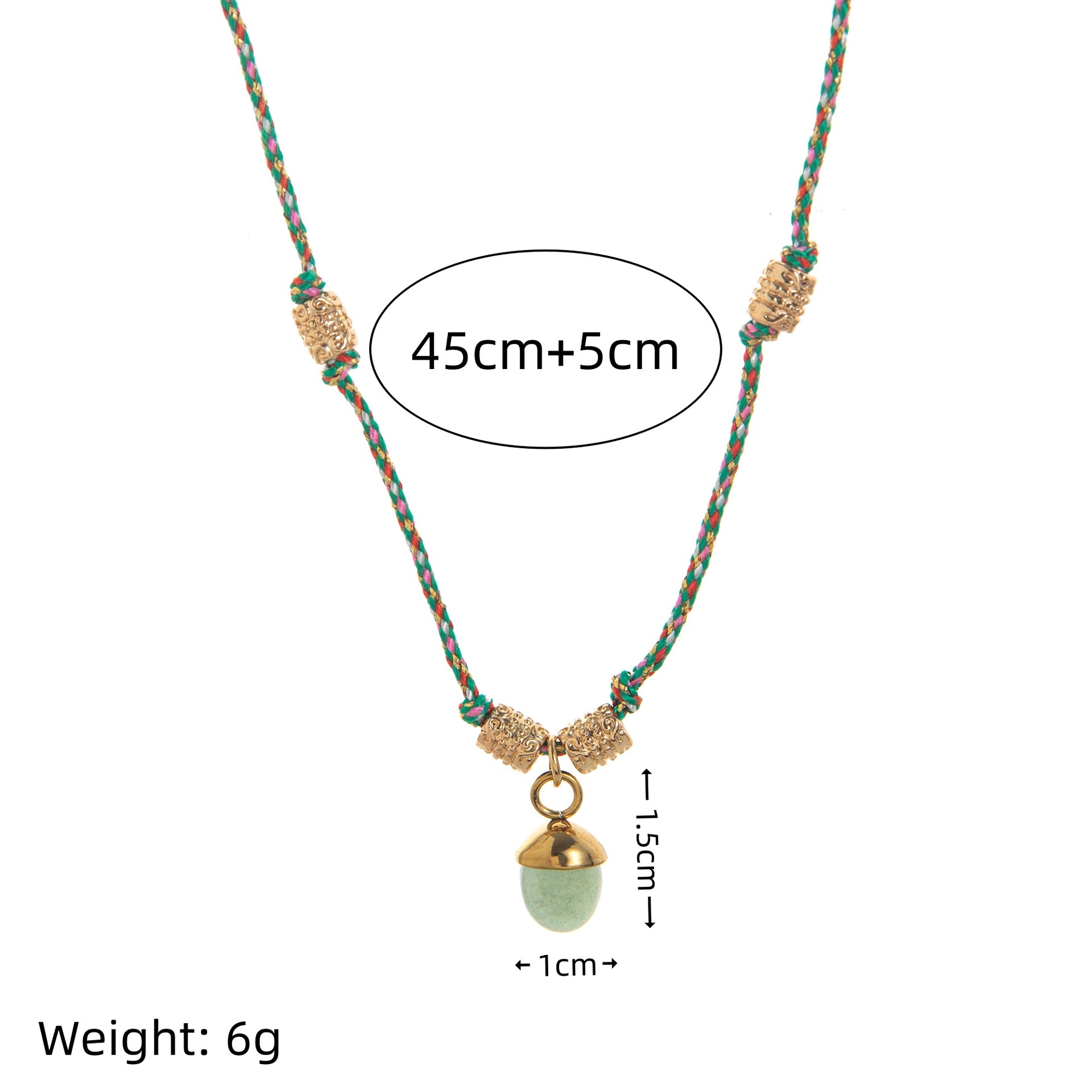 Wholesale Titanium Steel Necklace Half Circle Natural Stone Acorn Pine Cone Pendant