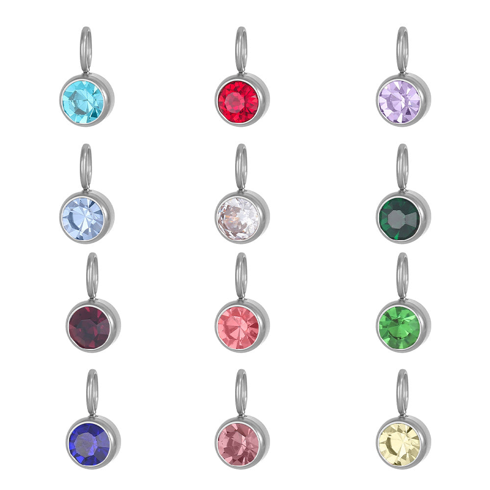 Wholesale Stainless steel birthday stone DIY color pendant