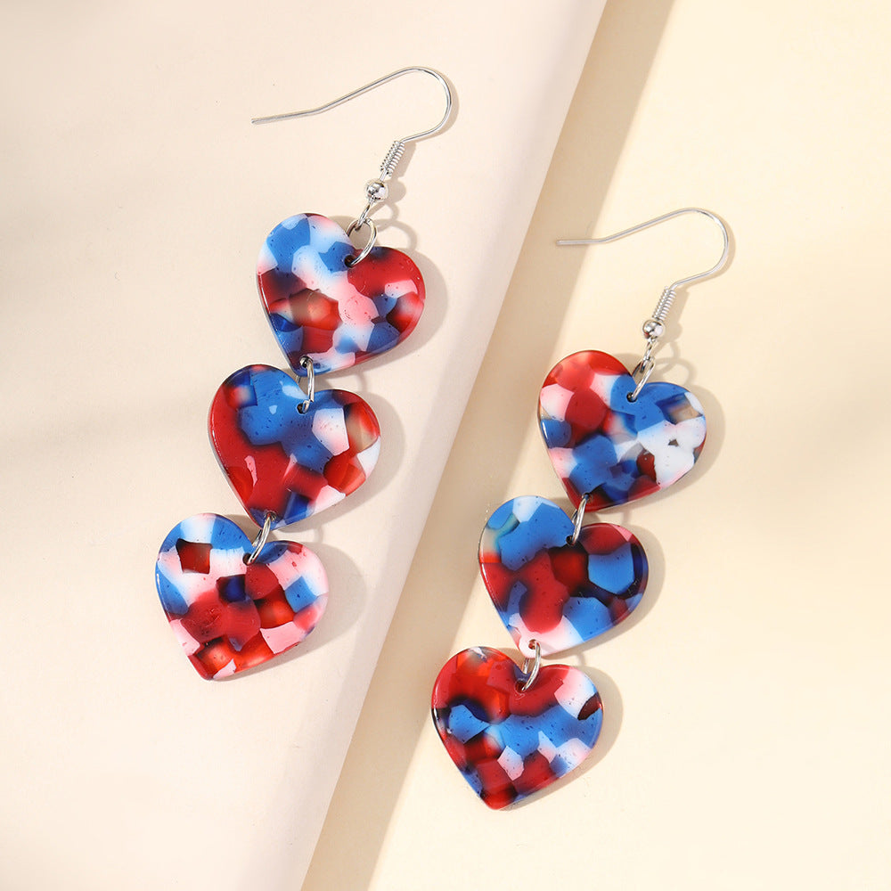 Wholesale Heart Earrings Independence Day Earrings