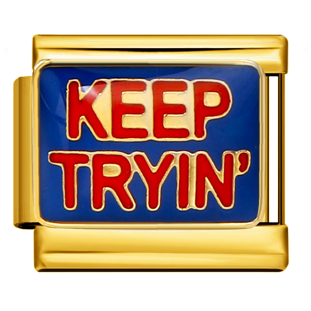 Wholesale 5pcs Italian Charm Bracelet 9mm DIY Splicing Gold-Based Star-Moon Blue Stainless Steel Composable Bracelet