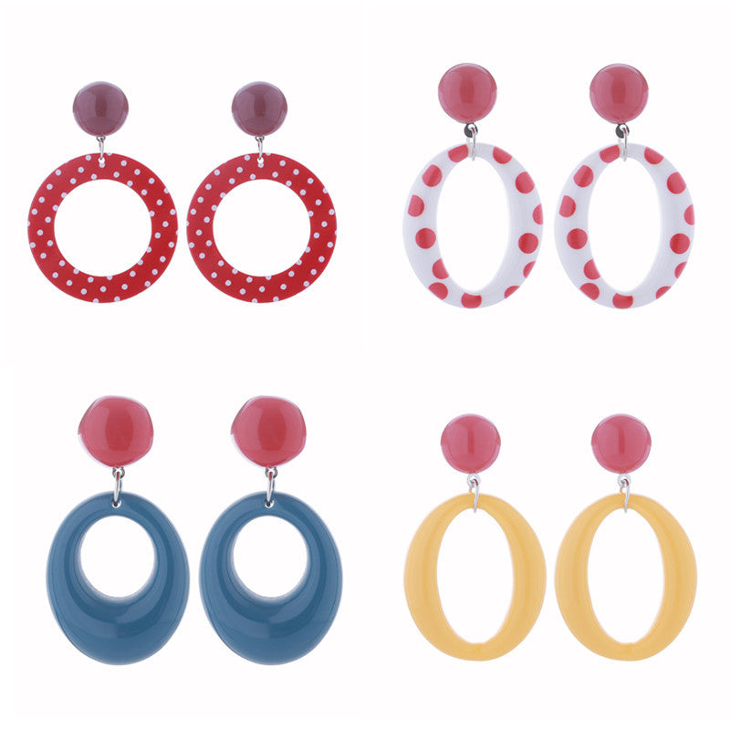 Wholesale Exaggerated Polka Dot Black and White Polka Dot Acrylic Earrings